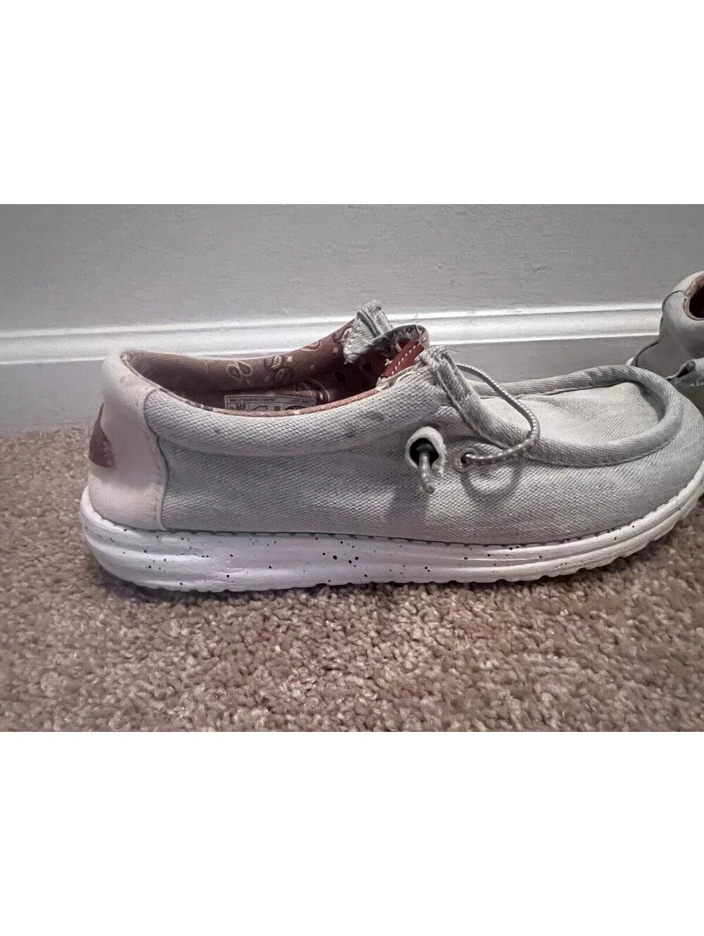 Hey Dude Wally washed Canvas grey mens size 8